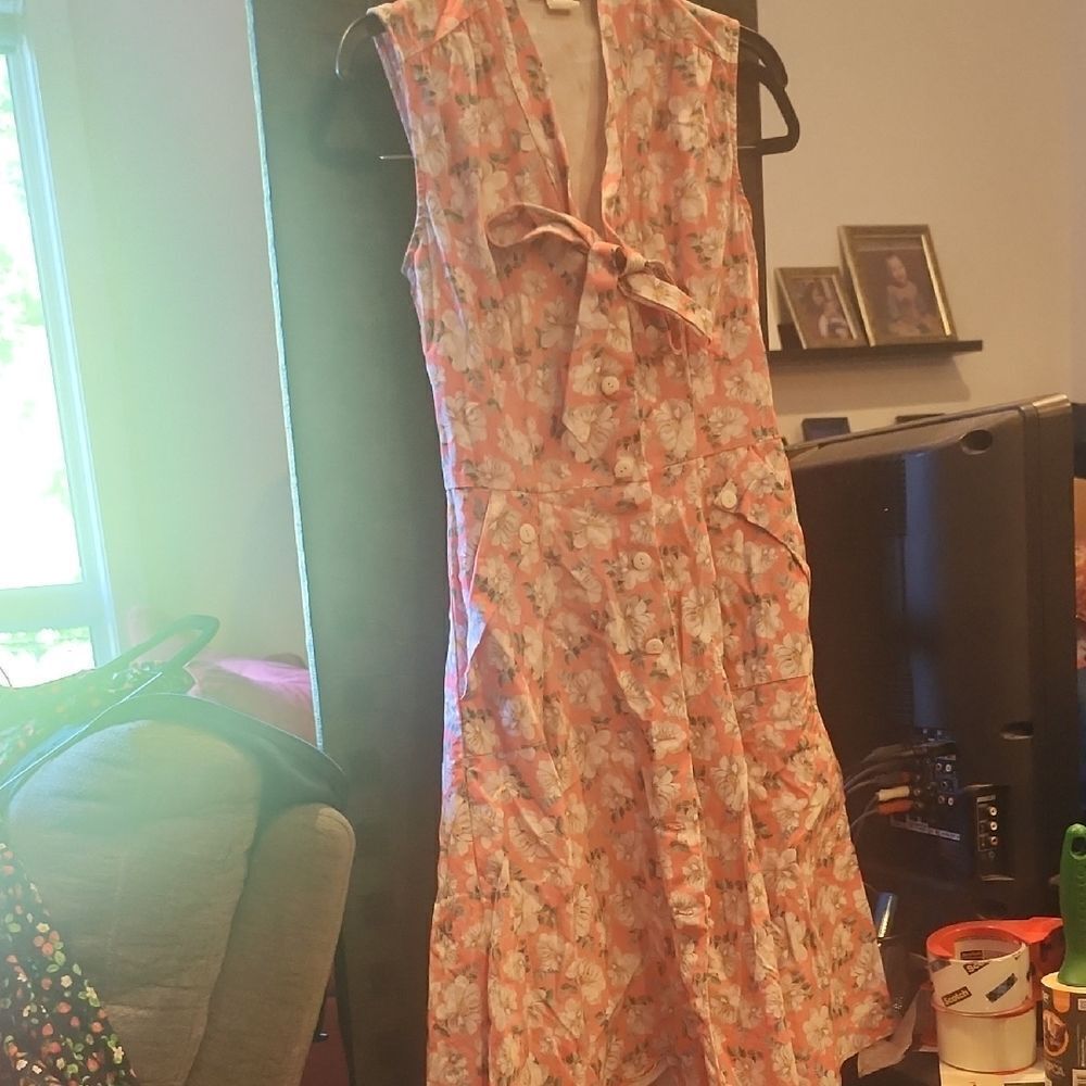Heart Of Haute Peach Floral Dress Size S